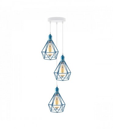 3 Head Blue pendant Industrial Ceiling Light Fitting, Metal Open Style Lamp Shade