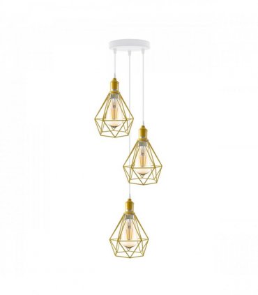3 Head Yellow pendant Industrial Ceiling Light Fitting, Metal Vintage Lamp Shade,
