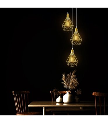 3 Head Yellow pendant Industrial Ceiling Light Fitting, Metal Vintage Lamp Shade