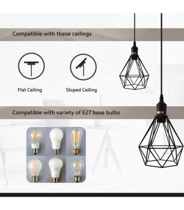 3 Head Yellow pendant Industrial Ceiling Light Fitting, Metal Vintage Lamp Shade