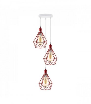 3 Head Red pendant Industrial Ceiling Light Fitting, Metal Vintage Lamp Shade