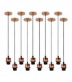 10 Pack Industrial Rose Gold Pendant Light, Lampshade Addable E27 Lamp Holder Light,