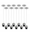 10 Pack Industrial Chrome Pendant Light, Lampshade Addable E27 Lamp Holder Light, E27 UK Holder Set With PVC Cable.