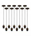 10 Pack Industrial Brushed Copper Pendant Light, Lampshade UK Holder Set