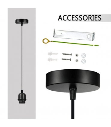 10 Pack Industrial Black Pendant Light, Lampshade Addable E27 Lamp Holder Light,