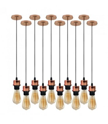 10 Pack Industrial Rose Gold Pendant Light, Lampshade Addable E27 Lamp Holder Light,