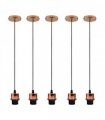 5 Pack Industrial Rose Gold Pendant Light, Lampshade Addable E27 Lamp Holder Light, E27 UK Holder Set With PVC Cable.