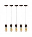 5 Pack Industrial Rustic Red Pendant Light, Lampshade Addable E27 Lamp Holder Light, E27 UK Holder Set With PVC Cable.