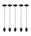 5 Pack Industrial Brushed Copper Pendant Light, Lampshade Addable E27 Lamp Holder