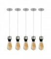 5 Pack Industrial Chrome Pendant Light, Lampshade Addable E27 Lamp Holder Light,