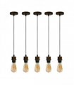 5 Pack Industrial Brushed Copper Pendant Light, Lampshade Addable E27 Lamp Holder Light,