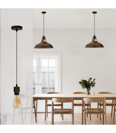 5 Pack Industrial Brushed Copper Pendant Light, Lampshade Addable E27 Lamp Holder Light,