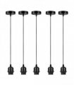 5 Pack Industrial Black Pendant Light, Lampshade Addable E27 Lamp Holder Light,