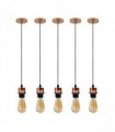 5 Pack Industrial Rose Gold Pendant Light, Lampshade Addable E27 Lamp Holder Light,