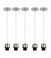 5 Pack Industrial Chrome Pendant Light, Lampshade Addable E27 Lamp Holder Light, E27 UK Holder Set With PVC Cable.