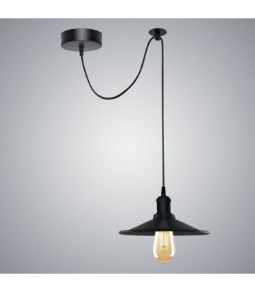 Black Vintage 1 Head Cone shaped shade Ceiling Pendant Light Fitting with Adjustable Cord Hanging Light Fixture