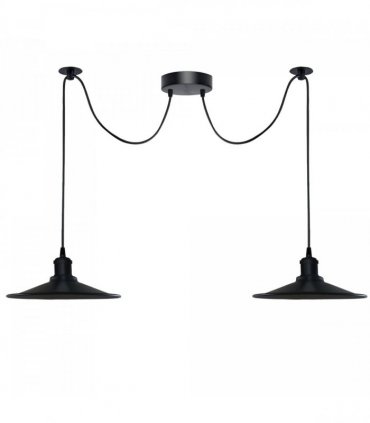 Black Vintage 2 Head Cone shaped shade Ceiling Pendant Light Fitting with Adjustable Cord Hanging Light Fixture