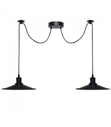 Black Vintage 2 Head Cone shaped shade Ceiling Pendant Light Fitting with Adjustable Cord Hanging Light Fixture