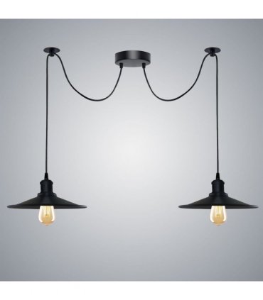 Black Vintage 2 Head Cone shaped shade Ceiling Pendant Light Fitting with Adjustable Cord Hanging Light Fixture