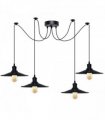 Black Vintage 4 Head Cone shaped shade Ceiling Pendant Light Fitting with Adjustable Cord Hanging Light Fixture