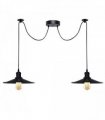 Black Vintage 2 Head Cone shaped shade Ceiling Pendant Light Fitting with Adjustable Cord Hanging Light Fixture