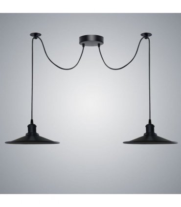 Black Vintage 2 Head Cone shaped shade Ceiling Pendant Light Fitting with Adjustable Cord Hanging Light Fixture
