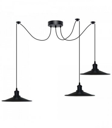 Black Vintage 3 Head Cone shaped shade Ceiling Pendant Light Fitting with Adjustable Cord Hanging Light Fixture