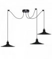 Black Vintage 3 Head Cone shaped shade Ceiling Pendant Light Fitting with Adjustable Cord Hanging Light Fixture