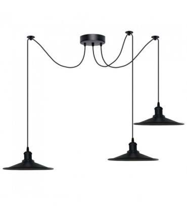 Black Vintage 3 Head Cone shaped shade Ceiling Pendant Light Fitting with Adjustable Cord Hanging Light Fixture