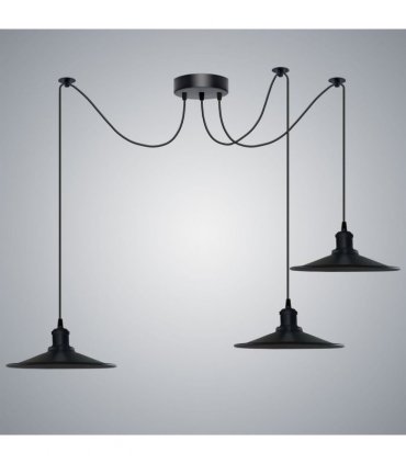 Black Vintage 3 Head Cone shaped shade Ceiling Pendant Light Fitting with Adjustable Cord Hanging Light Fixture