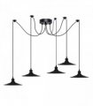 Black Vintage 5 Head Cone shaped shade Ceiling Pendant Light Fitting with Adjustable Cord Hanging Light Fixture