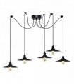 Black Vintage 5 Head Cone shaped shade Ceiling Pendant Light Fitting with Adjustable Cord Hanging Light Fixture