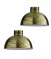2 Pack Green Brass Retro Easy Fit Lamp Light Shade E27 Base Pendant Metal 26cm Dome Shape Large Lamp Shades