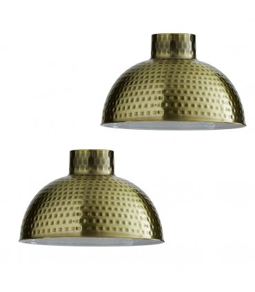 2 Pack Green Brass Retro Easy Fit Lamp Light Shade E27 Base Pendant Metal 26cm Dome Shape Large Lamp Shades