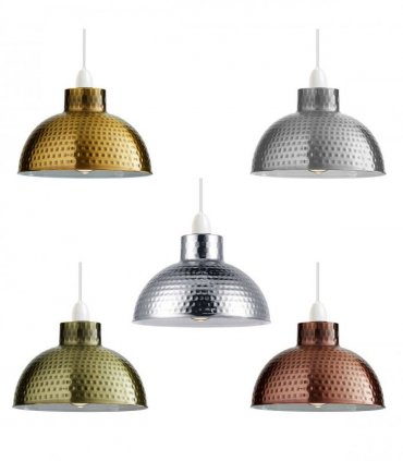 2 Pack Green Brass Retro Easy Fit Lamp Light Shade E27 Base Pendant Metal 26cm Dome Shape Large Lamp Shades