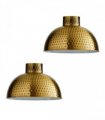 2 Pack Yellow Brass Retro Easy Fit Lamp Light Shade E27 Base Pendant Metal 26cm Dome Shape Large Lamp Shades