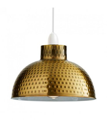 2 Pack Yellow Brass Retro Easy Fit Lamp Light Shade E27 Base Pendant Metal 26cm Dome Shape Large Lamp Shades