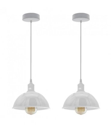 2Pack Dome Shaped White Loft Style Sturdy Metal Lamp Shade Pendant Lights 21cm Bottom Spray Painted Finish Inner White