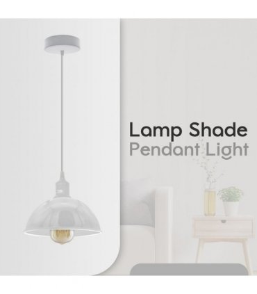 2Pack Dome Shaped White Loft Style Sturdy Metal Lamp Shade Pendant Lights 21cm Bottom Spray Painted Finish Inner White