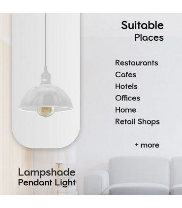 2Pack Dome Shaped White Loft Style Sturdy Metal Lamp Shade Pendant Lights 21cm Bottom Spray Painted Finish Inner White