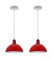 2Pack Dome Shaped Red Loft Style Sturdy Metal Lamp Shade Pendant Lights 21cm Bottom Spray Painted Finish Inner White