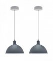 2Pack Dome Shaped Grey Loft Style Sturdy Metal Lamp Shade Pendant Lights 21cm Bottom Spray Painted Finish Inner White