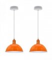 2Pack Dome Shaped Orange Loft Style Sturdy Metal Lamp Shade Pendant Lights 21cm Bottom Spray Painted Finish Inner White