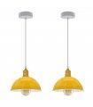 2Pack Dome Shaped Yellow Loft Style  Sturdy Metal Lamp Shade Pendant Lights 21cm Bottom Spray Painted Finish Inner White