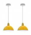 2Pack Dome Shaped Yellow Loft Style Sturdy Metal Lamp Shade Pendant Lights 21cm Bottom Spray Painted Finish Inner White