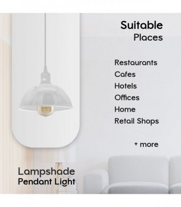 2Pack Dome Shaped White Loft Style Sturdy Metal Lamp Shade Pendant Lights 21cm Bottom Spray Painted Finish Inner White