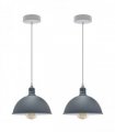2Pack Dome Shaped Grey Loft Style Sturdy Metal Ceiling Lamp Shade Pendant Lights 21cm Bottom Spray  Finish Inner White