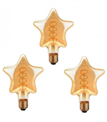 3 Pack Vintage Retro style e27 Edison Screw Amber Glass light Bulbs , Warm White Colour