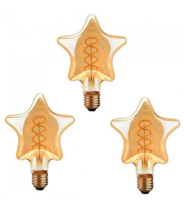 3 Pack Vintage Retro style e27 Edison Screw Amber Glass light Bulbs , Warm White Colour