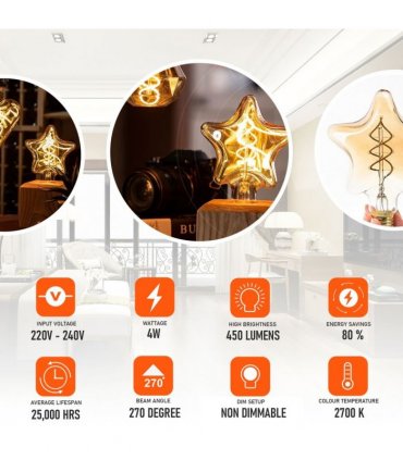 3 Pack Vintage Retro style e27 Edison Screw Amber Glass light Bulbs , Warm White Colour